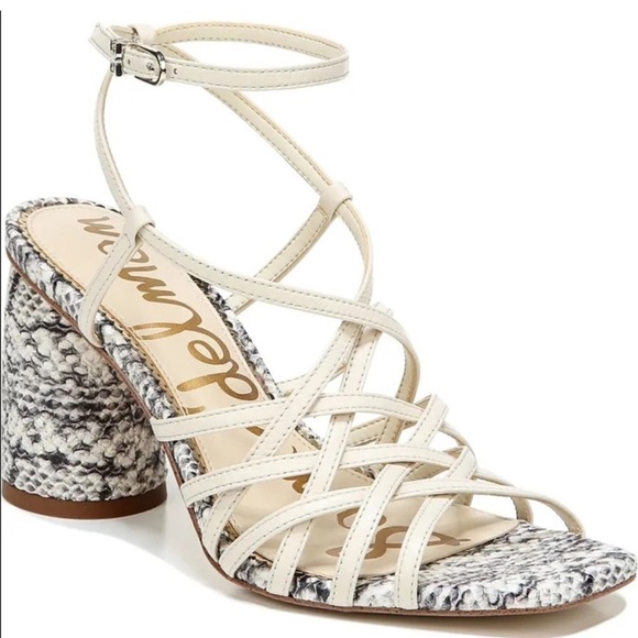 Sam Edelman Shoes - Sam Edelman Daffodil Heeled Sandals in Reptile Embossed Modern Ivory Leather Sz8